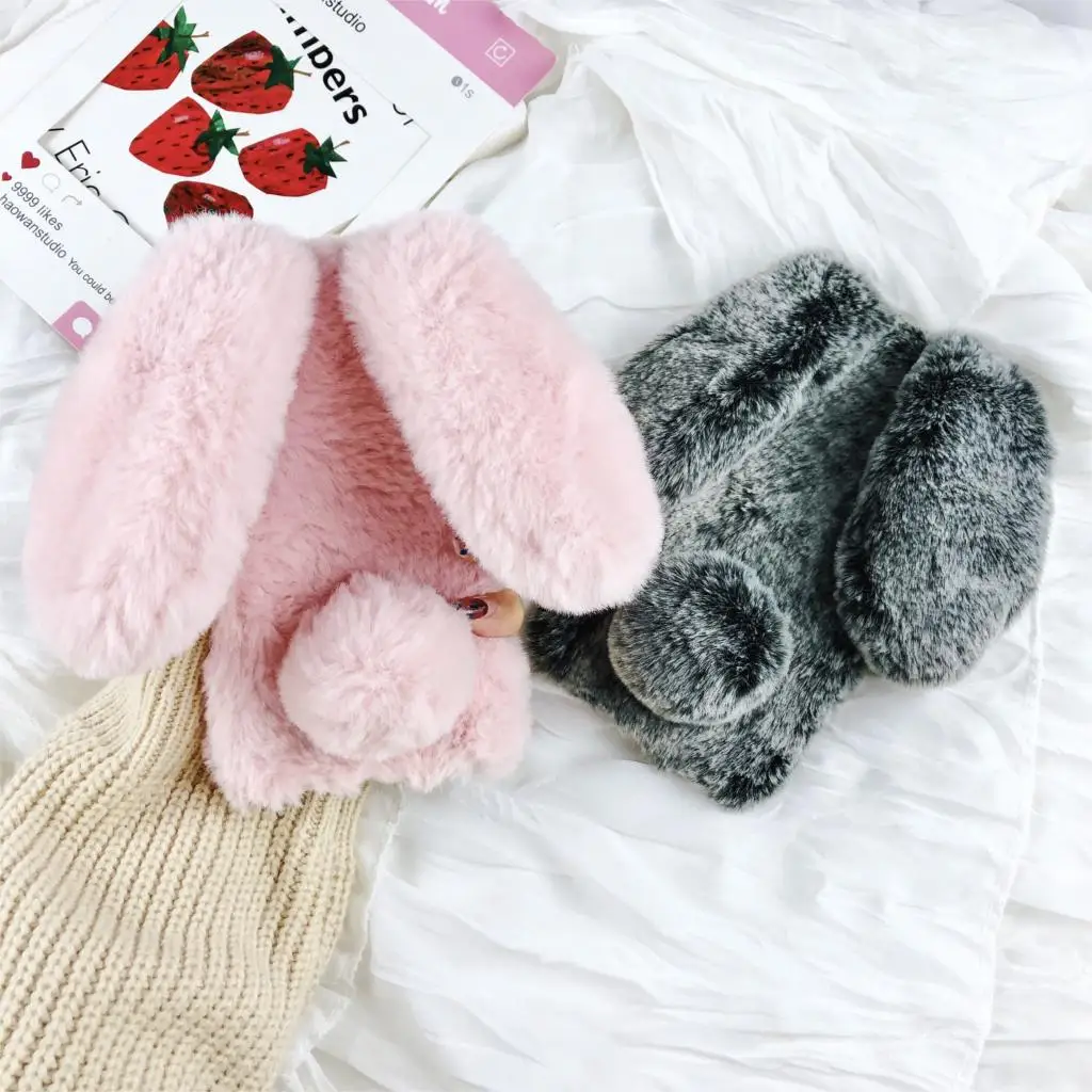 

Rabbit Fur Cases For Huawei P8 P9 P10 Lite Mate 10 9 8 Honor 9 10 Nova 3E 3i 3 2 Plus 2i P20 Pro Cover Warm Housing