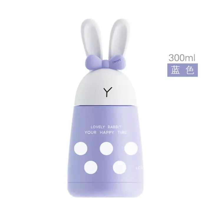 300ML Mini Portable Children Feeding Thermos Vacuum Insulated Cute Rabbit Baby Water Bottle Steel Kid Cup Belly Travel Mug - Цвет: 3