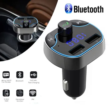 

Wireless Bluetooth version 4.2 FM Transmitter Modulator HandsFree Car Kit Radio Adapter USB2.4A charger MP3 Music Player #Ger