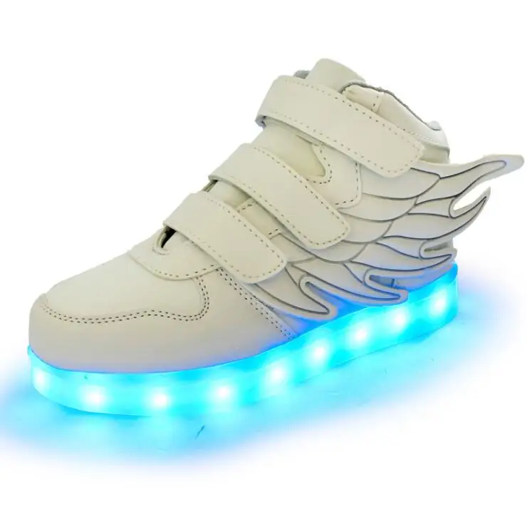ZENOBIAPEARL/детский светильник; обувь с крыльями; детская обувь с подсветкой для мальчиков и девочек; светящиеся кроссовки; Зарядка через usb; модная обувь для мальчиков