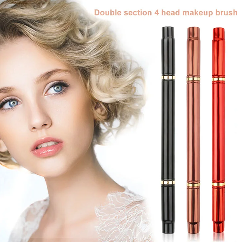 Makeup Brush Double Section 4 Head Portable Lip Eyebrow Beauty Tools for Women YUF99 | Красота и здоровье