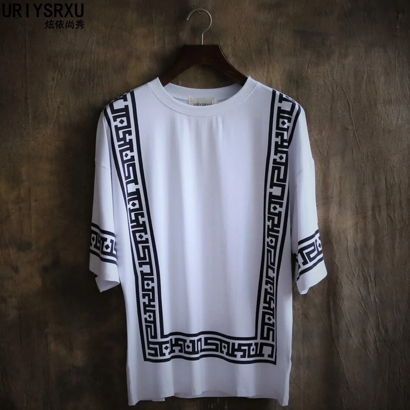 Palace Format Short Sleeve T Shirt Fashion Leisure Unlined Upper Garment Loose Blouse Round Collar Big Yards of Clothes T Shirts