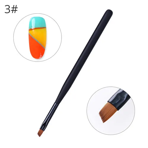 1 шт., плоская акриловая ручка для рисования, УФ-Гелевая Кисть для рисования, черная матовая ручка, инструмент для маникюра, дизайна ногтей, маникюрный набор для дизайна ногтей - Цвет: 3
