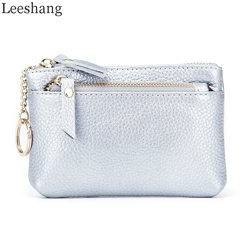 Leeshang Genuine Leather Women Wallets Short Coin Purse Candy Color