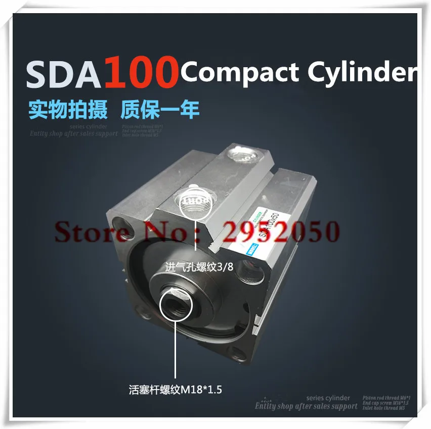 

SDA100*60-S Free shipping 100mm Bore 60mm Stroke Compact Air Cylinders SDA100X60-S Dual Action Air Pneumatic Cylinder