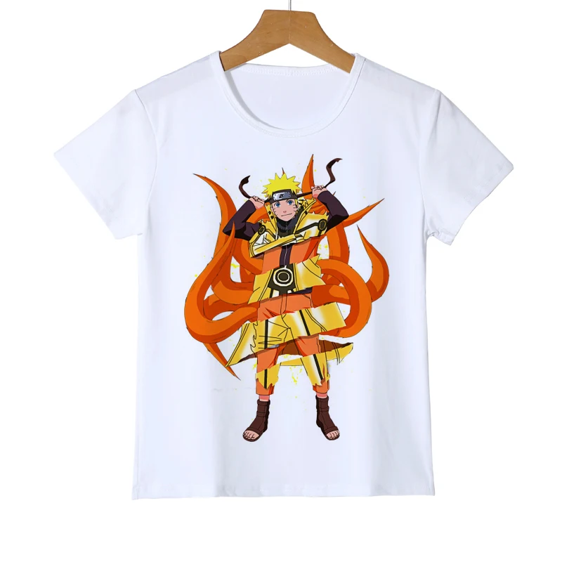 Летняя Детская/Молодежная статуэтка в стиле аниме Наруто, футболка для мальчиков и девочек, повседневная детская футболка Uzumaki/Sasuke, Z38-4 одежды