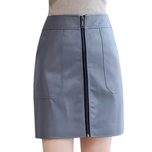 Элегантные юбки из искусственной кожи с высокой талией, Новое поступление, офисные женские Теплые юбки-карандаш, большие размеры 4XL, модная мини-юбка на молнии
