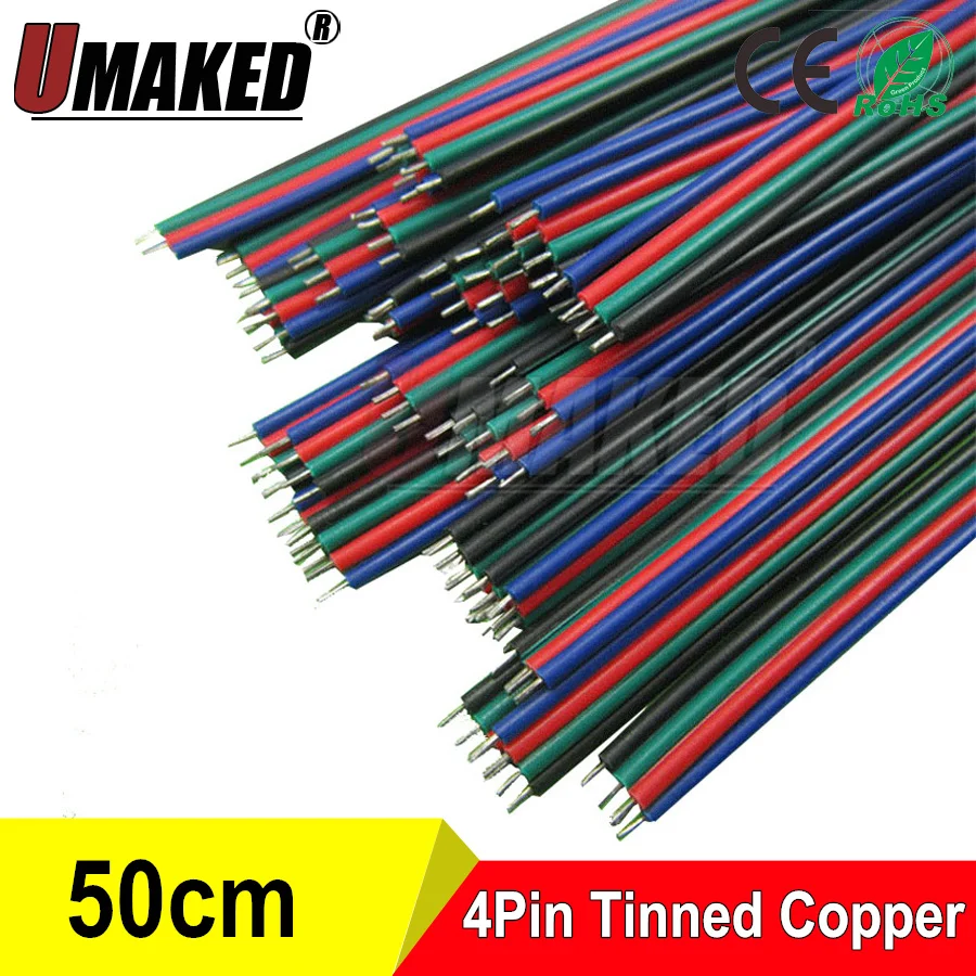 

15/30/50/100cm 4pins wire cable, AGW22 thinned copper wire for RGB strip light, extend RGB wire LED wire, electric cable