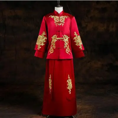 Лидер продаж Китайский традиционный свадебный длинный халат костюм дракона жениха винтажная одежда Элегантный Восточный Тан костюмы одежда - Цвет: Style I