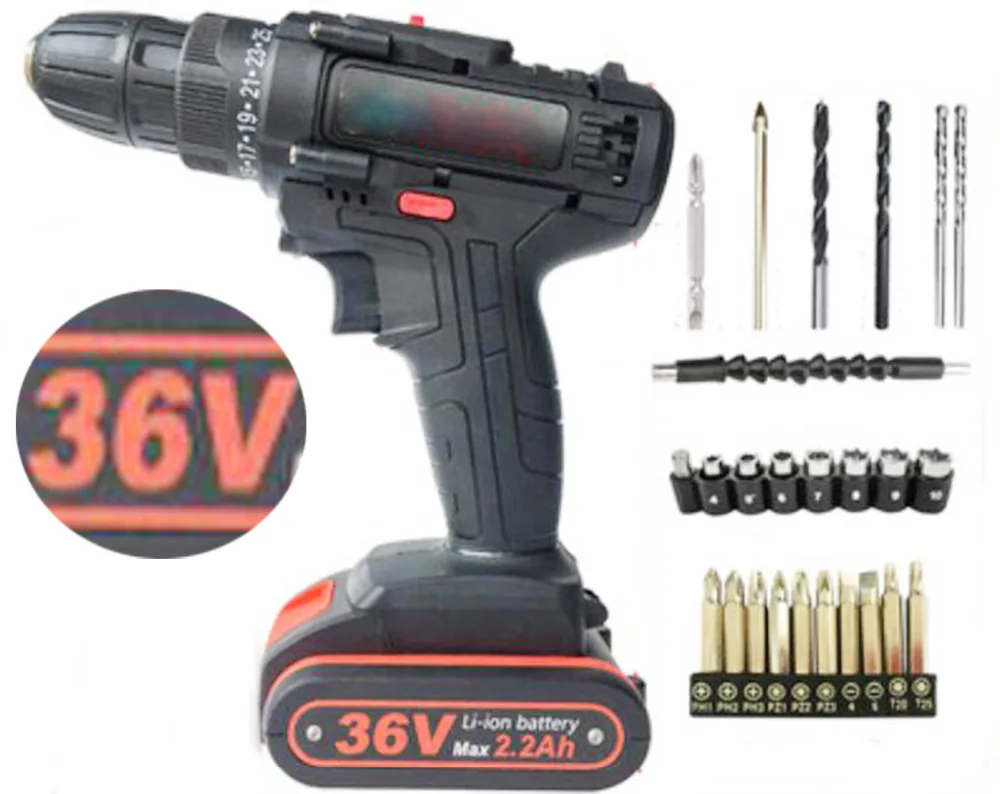 

36V 50Nm 25-speed Torque Double Speed Brushless Cordless Electric Drill Screwdriver Hammer LED lighting