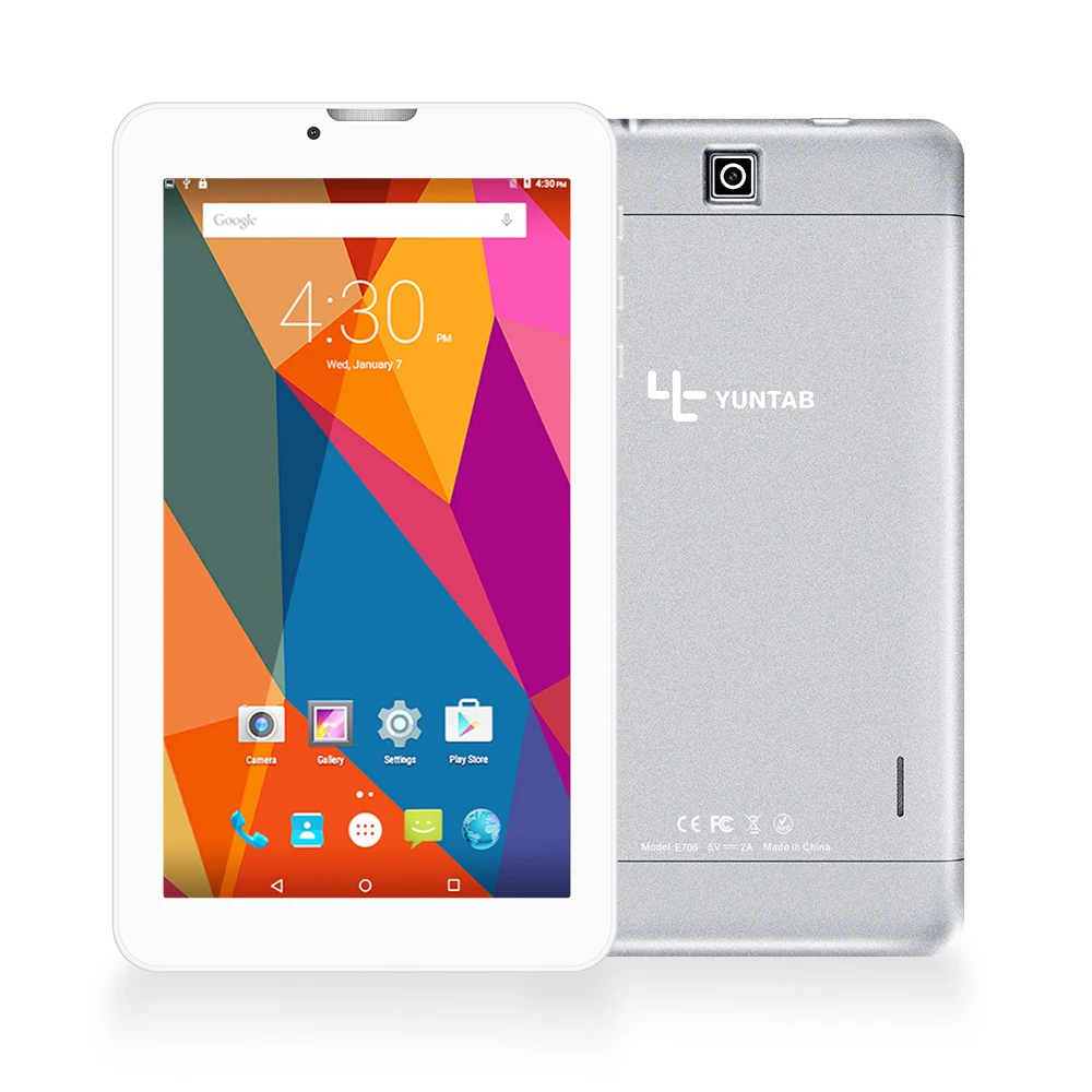 Yuntab E706 7 "Сплав планшетный ПК Android 5,1 4 ядра 3g разблокированный смартфон с двойной камера Bluetooth 4,0 (серебро)