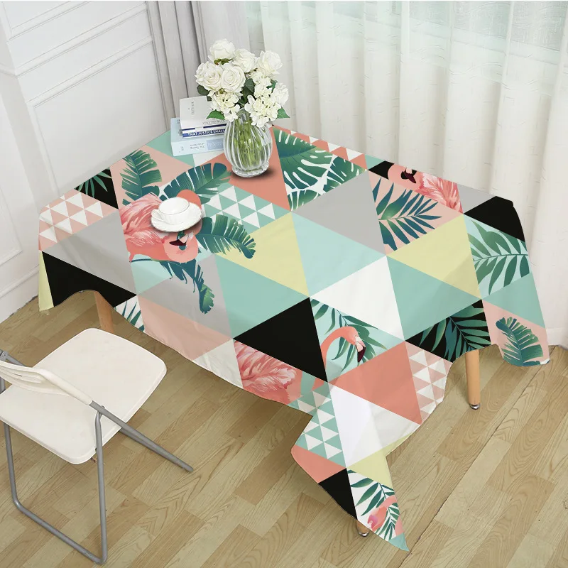 

Simple flamingo series rhombic striped polyester square tablecloth soft wear-resistant antifouling home table desk decoration