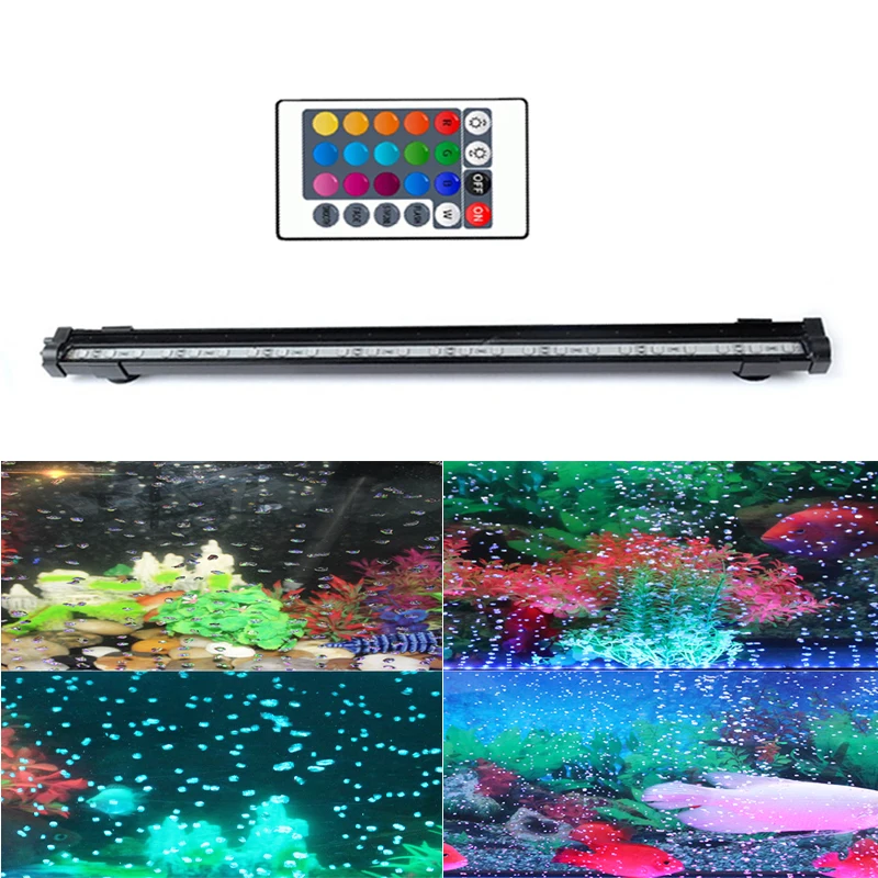 

EU US AU UKPlug RGB Remote Aquarium Light Fish Tank Waterproof LED Bar Light Aquatic Lamp Submersible 23-52CM