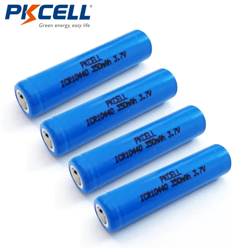 4 шт PKCELL ICR 10440 3,7 V 350mAh AAA литий-ионная аккумуляторная батарея для фонарика