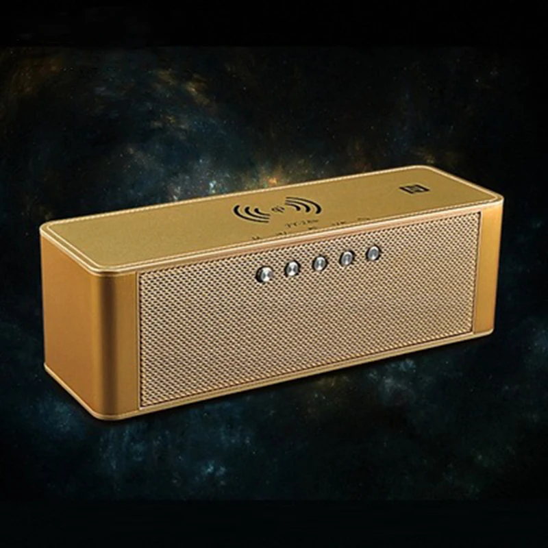 

Portable Bluetooth Speaker Qi Wireless Charger Stereo Sound Speaker Time Displayer TF Card NFC Built-in Mic For iphone X Samsung