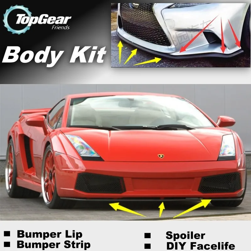 Lábios para Lamborghini Todos os Modelos Saia para Topgear Pára-choques Lábio Defletor Frente Spoiler Amigos Carro Vista Tuning - Corpo Kit Tira 4 Cheap Saia abertura frontal