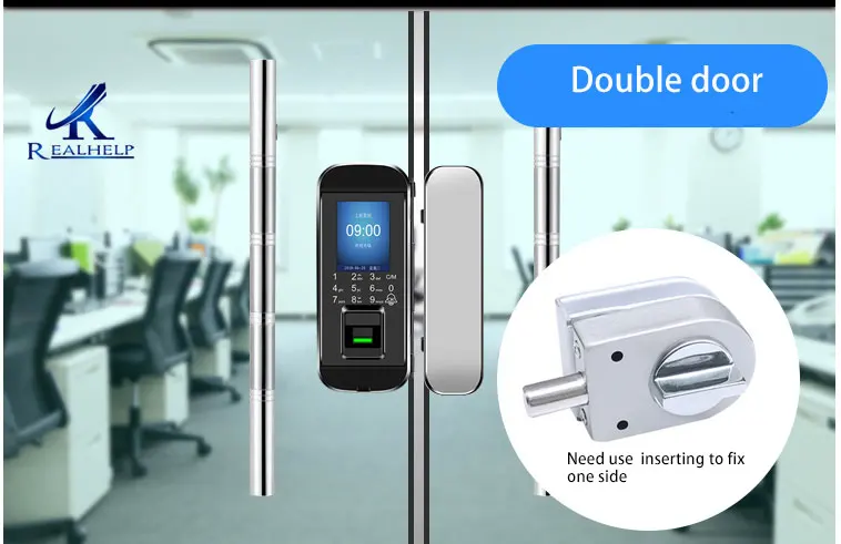 Биометрический замок отпечатков пальцев двойной один стекло двери посещаемость сотрудников свайп карты машина Keyless безопасности офиса