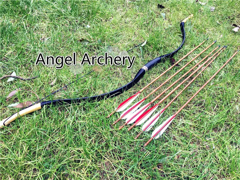 Традиционный длинный лук и шесть стрел для охоты 20lb 60lb любителей Longbow/Русский