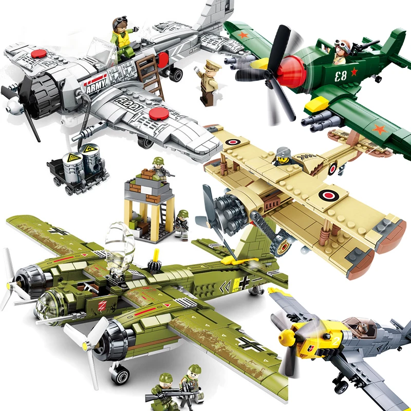 

WW2 Aircraft Compatible Legoed Plane German JU-88 BF-109 Fighter Soviet TU-2 Bomber Military air force Model Building Block Toys