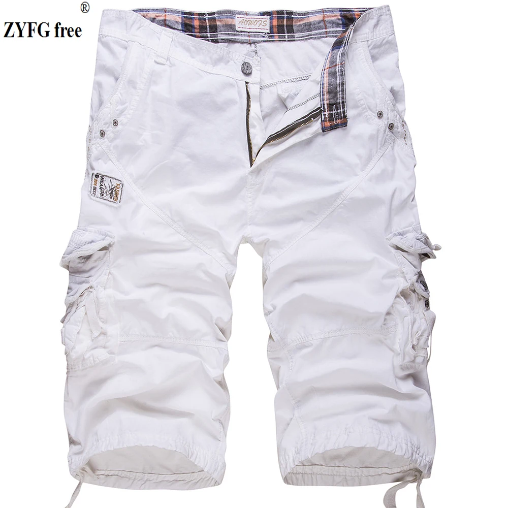 ZYFG free men overalls shorts solid color multi-pocket decorative shorts sports loose casual manwear spring and summer pants