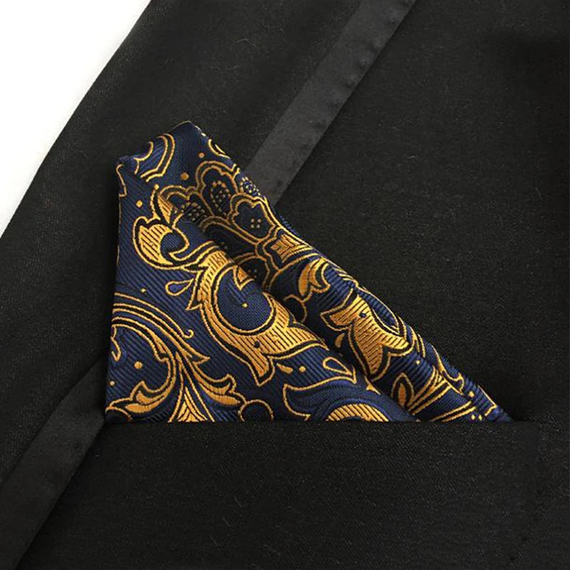 Buy Mantieqingway Brand Gold Blue Paisley Handkerchief for Men Polyester Dots
