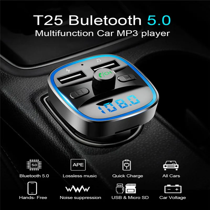 Автомобильный радиочастотный передатчик модулятор Автомобильный MP3-плеер Беспроводной Bluetooth два usb-порта автомобиля Зарядное устройство