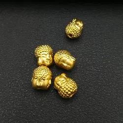1 шт чистый 24 k подвеска из желтого золота 3D маленьких Двусторонняя кулон в виде головы Будды Для женщин человек ювелирные изделия