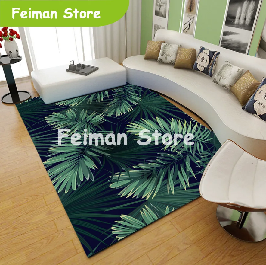 

Household green Nordic living room simple ins wind sofa simple modern carpet leaves bedroom simple coffee table mat