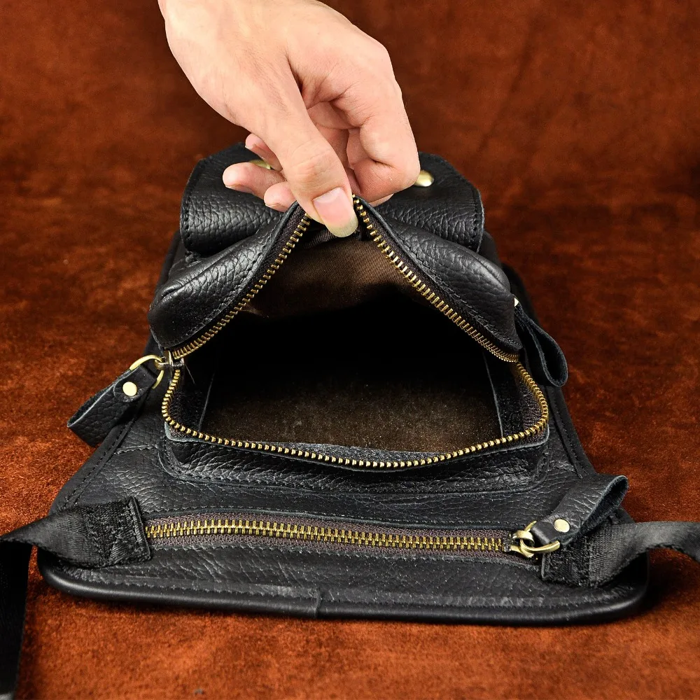 New Real Leather Multifunction men vintage Fashion Small Belt Pack Cross-body Bag Waist Pack Drop Leg Bag 8" Pad Pouch 838-b