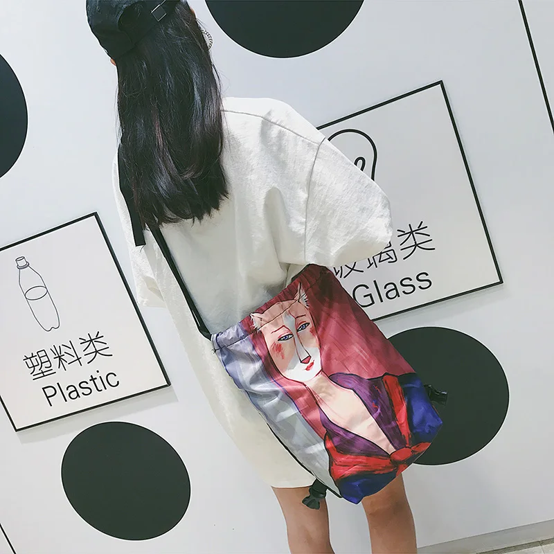Menghuo Designer 6 Patterns Cat Printing Women Classic Mochila Drawstring Bags Travel backpack School Bag Leisure Bagpack Brand (65)