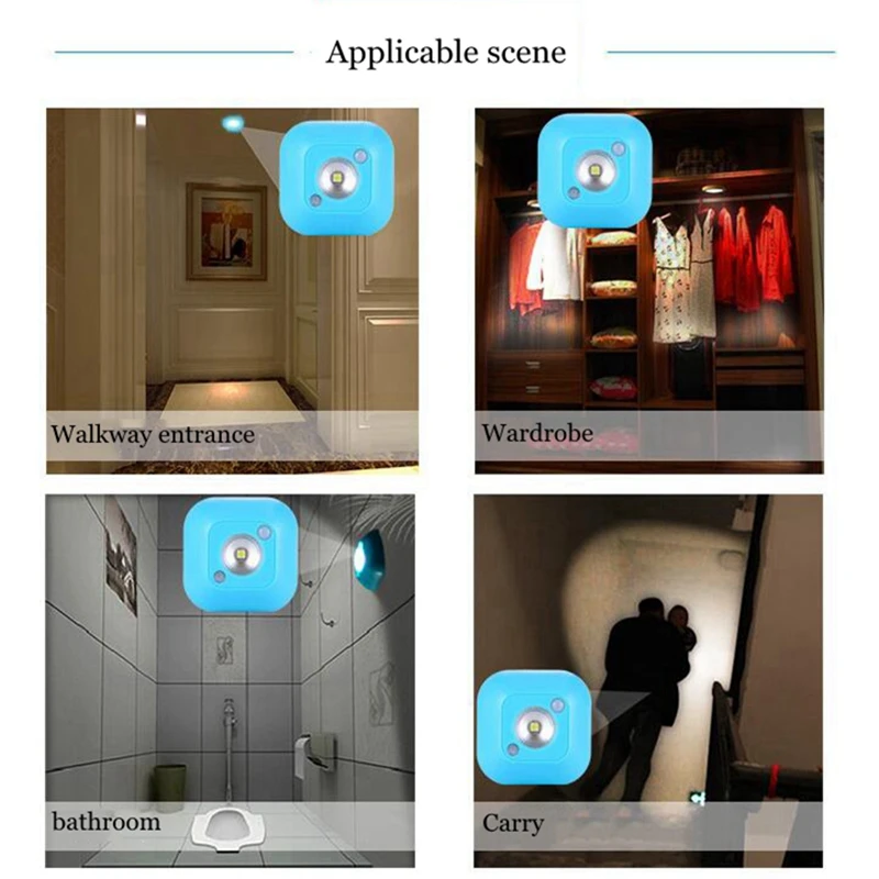 10 pcsMini светодиодный датчик ночного света Двойной индукции PIR инфракрасный датчик движения лампа Магнитный инфракрасный настенный светильник шкаф лестницы свет