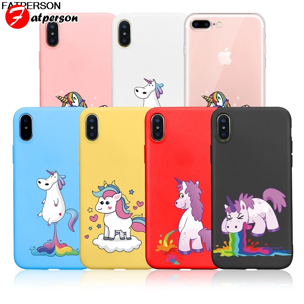 

lovely Phone case For iphone 8 7 6 6s Plus SE 5S case Unicorn Multi colored Soft TPU phone cover For iphone X XS XS MAX XR capa