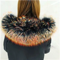 winter new real super big raccoon colorful stars hair collar one hair three colors - Цвет: Черный