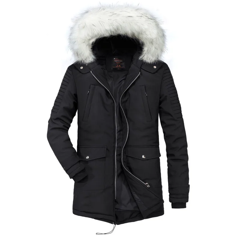 2018 Winter Mens Thicken Quilted Jacket Fashion Fur Collar