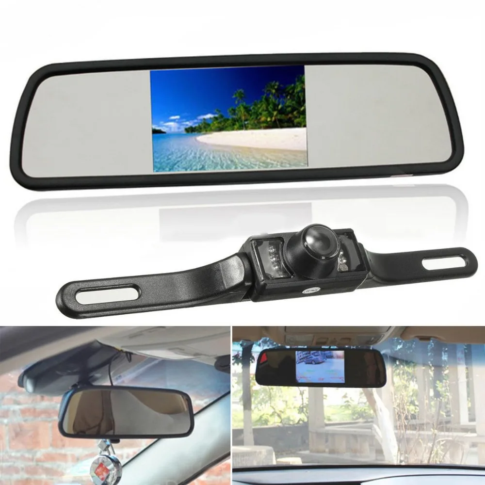 Wireless Backup Camera With Car Rearview Mirror Monitor (5)