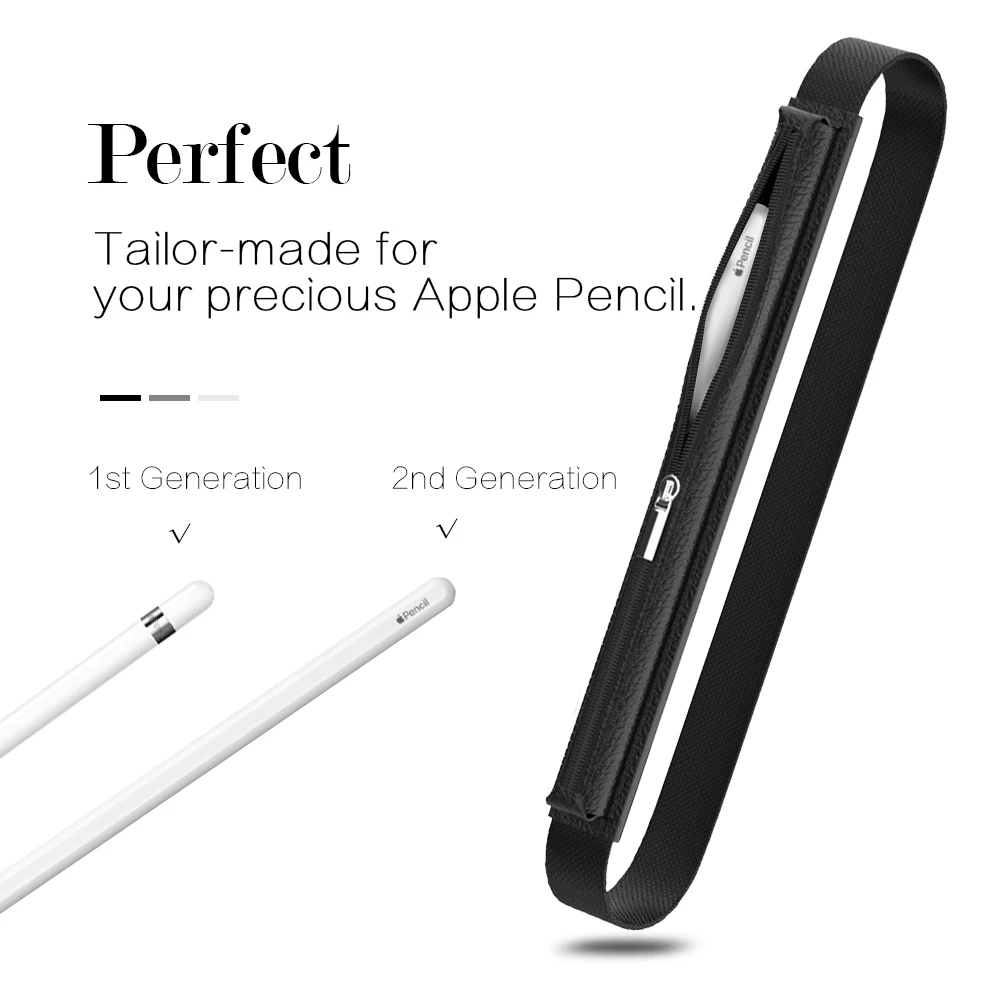 Чехол-держатель для Apple Pencil-Премиум кожаный чехол эластичный съемный рукав на молнии чехол для Apple Pencil(1-го и 2-го поколения), для ipad