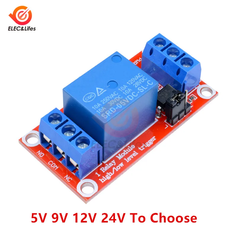 

1 Channel Relay Module 5V 9V 12V 24V high and low level trigger relay control switch with optocoupler module