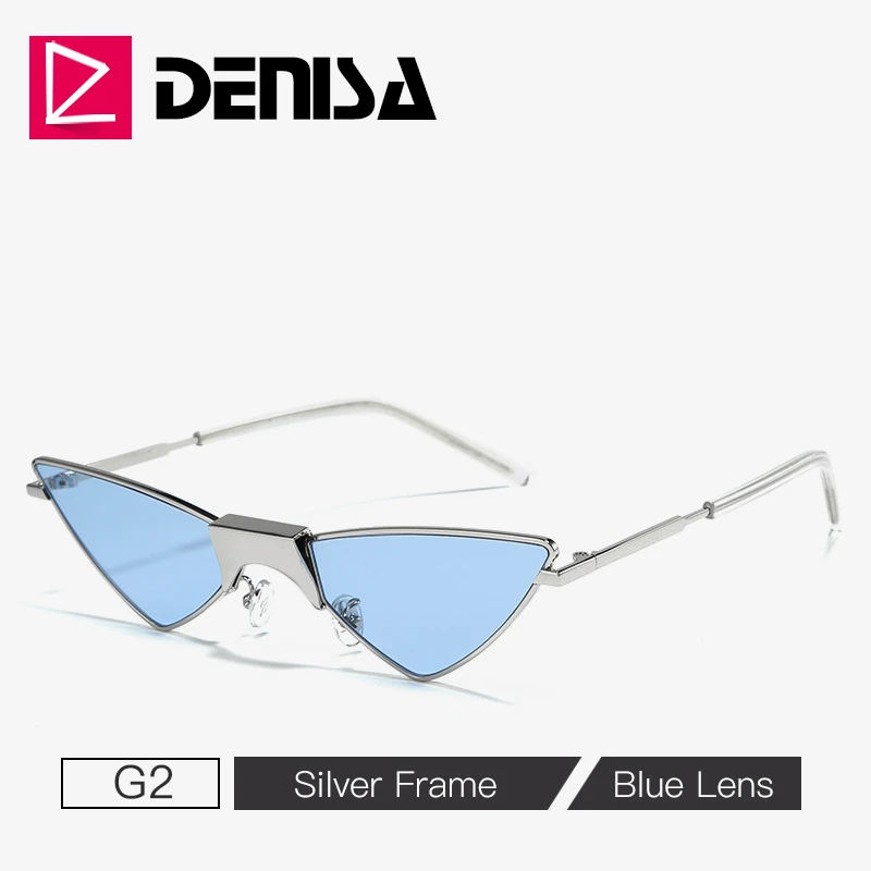 DENISA Роскошные Ретро Cateye женские солнцезащитные очки маленькие винтажные женские солнцезащитные очки красные очки UV400 Lunette De Soleil G31321 - Цвет линз: G2 Blue Sunglasses