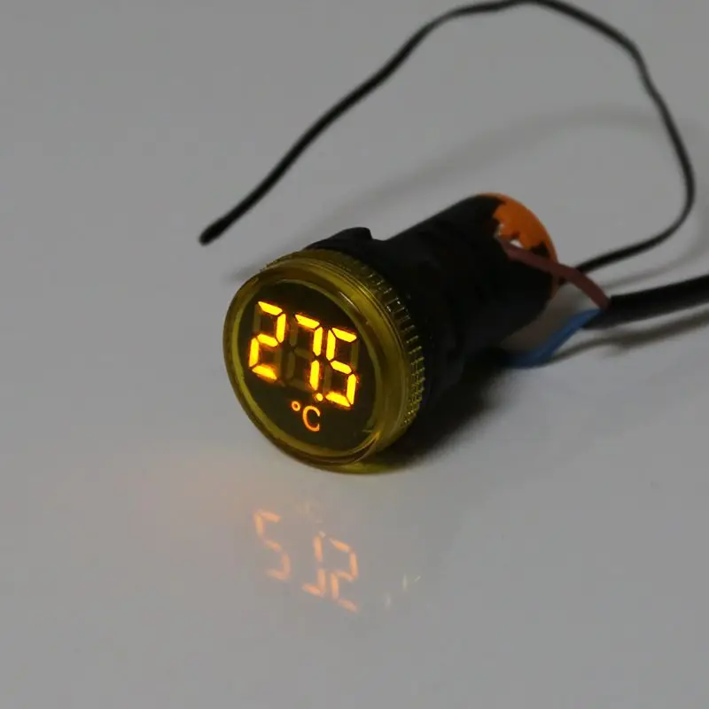 22 мм AC 50-380 В термометр индикатор светильник светодиодный цифровой дисплей датчик температуры измерения индукции диапазон-20-199C