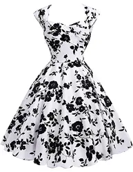 Цветочный принт платья 2018 Одри Хепберн 50 s Винтаж платье без рукавов рождественское женское платье элегантный качели платья в стиле
