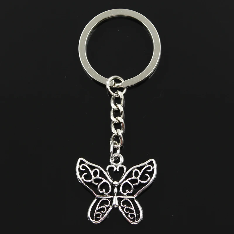 Keychain 26*29mm hollow butterfly Pendants DIY Men Jewelry Car Key
