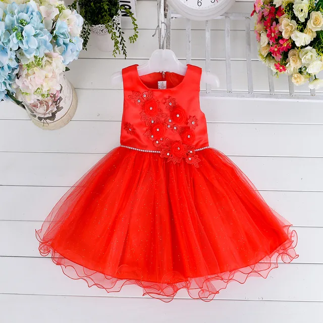 Cheap 2015  New christmas  Wholesale girl's dress flower girls dress embroidery floral dress princess dress 