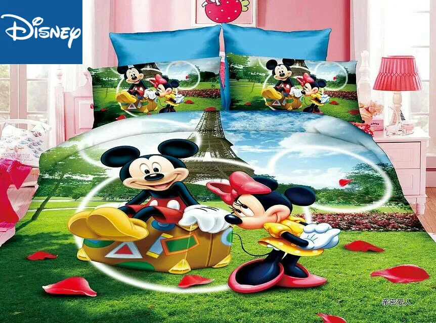 

Mickey and Minnie mouse bedding set for children bed decor single size quilt covers twin bedspread flat sheet 2/3/4 pcs hot sale