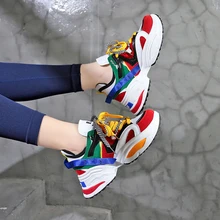 2019 Women Platform Running Shoes Flat Unisex EAF Sneaker Thick Sole Increased Dad Chunky Tennis White Wedge Chaussure Femme 46