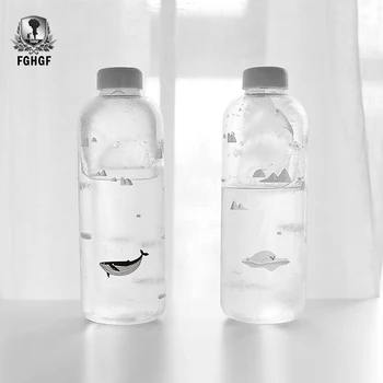 1000ml Ocean series Seal Whale Seal Glass Water Bottle with Sleeve Creative Sport Bottles Camping Bottle Tour Drinkware 1