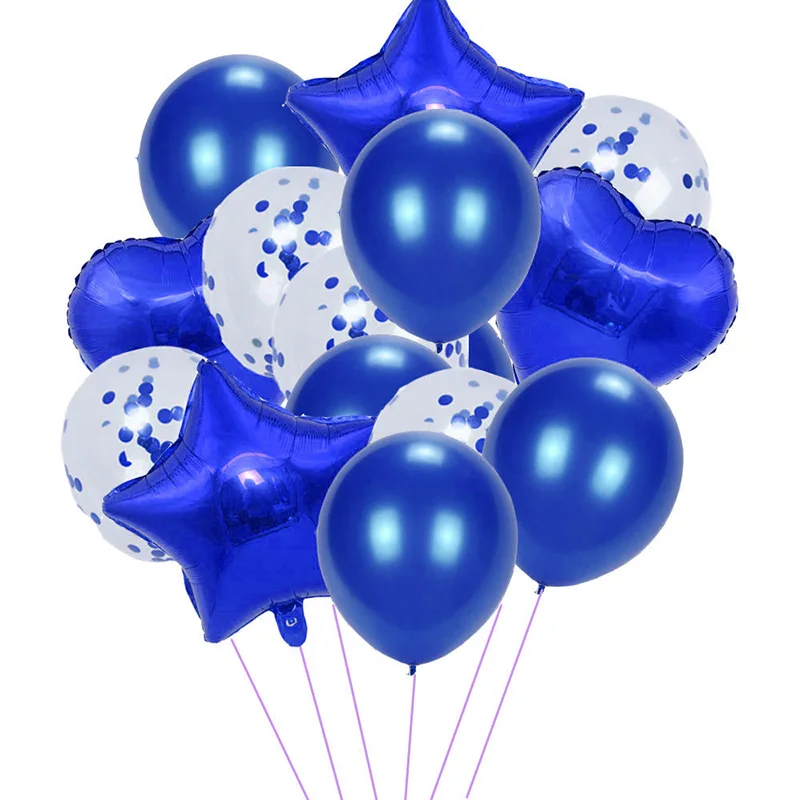 

Pentagram Heart-shaped Aluminium Foil Balloons Confetti Latex Inflatable Balloon 14pcs/set for Wedding Party Decorations AQ078
