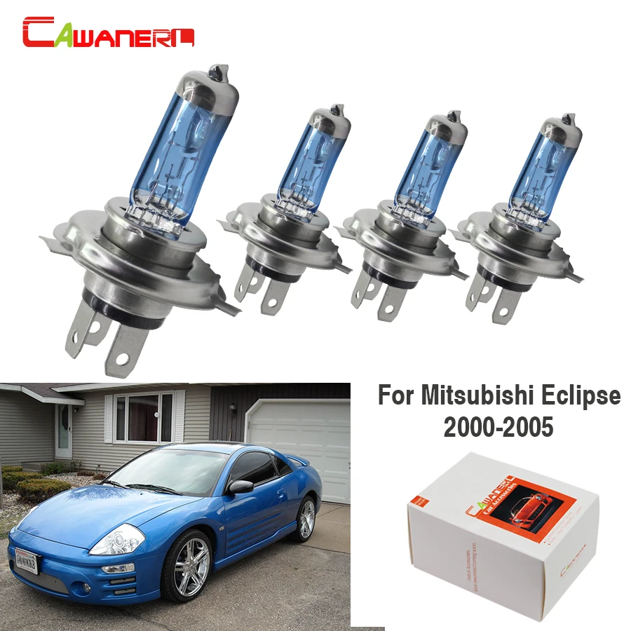 Cawaner для Mitsubishi Eclipse 2000-2005 100 W H4 автомобильные галогеновые лампы Hi/короче спереди и длиннее сзади) теплый белый 4300 K 12 V автоматического включения света фар 4 предмета в комплекте