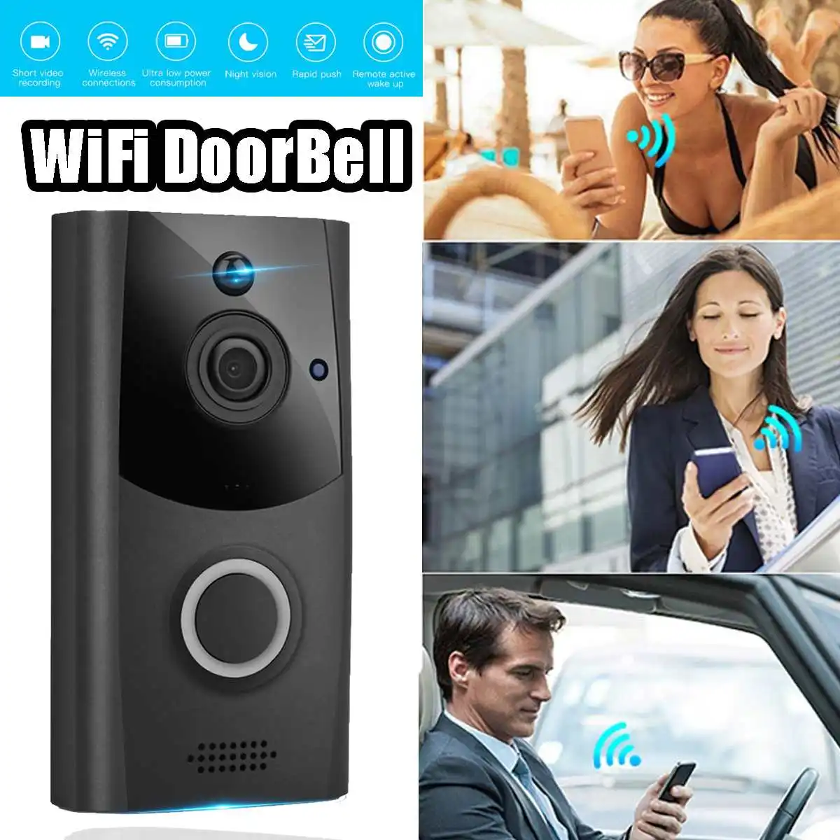 

Intelligent Remote Control Door Bell WIFI Intercom Visual Camera Record Video Door Interphone Safety System Home Safety Doorbell