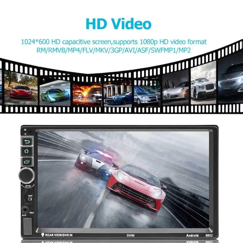 Top 7inch 2 Din Quad-core Android 7.1 Car Stereo MP5 Player GPS Navi RDS FM AM Radio Bluetooth Head Unit Support APK App Download 7