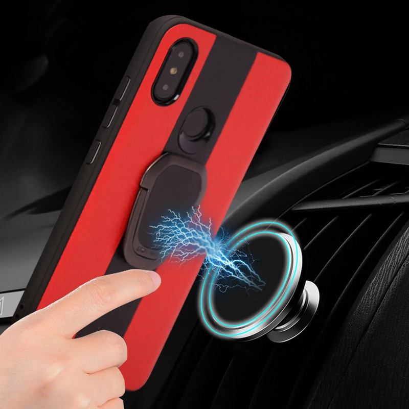 Luxury Car Phone Case For Xiaomi Mi 9 8 A1 A2 Lite 5X 6X Mix 2S Max 3 TPU Edge Rotating Bracket Ring For Redmi Note 7 5 6 Pro 6A
